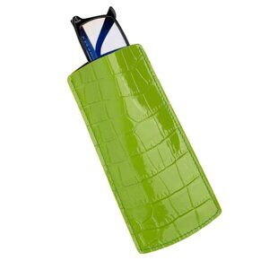 Handmade Calfskin Glasses Case – Exotic Skin Look - Salad Green Color
